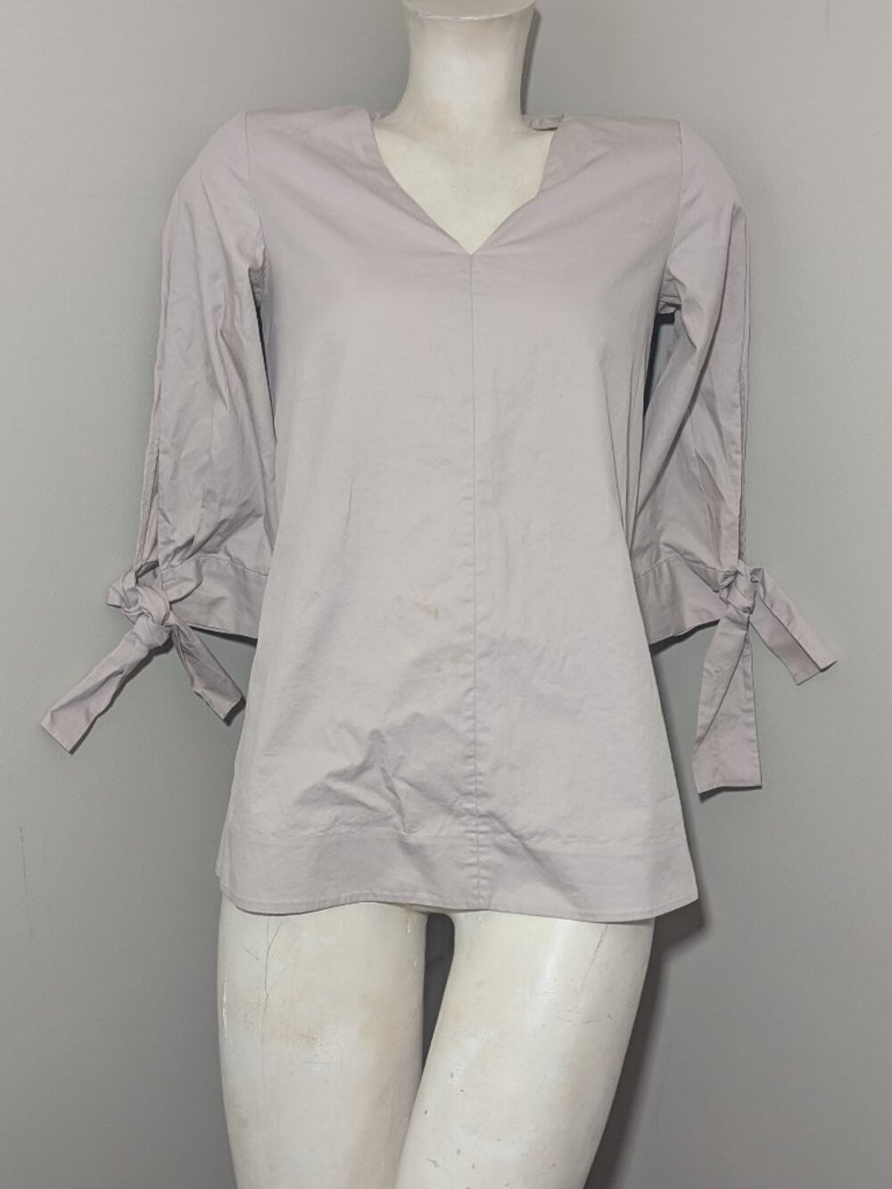 COS Pale Pink Cotton Blouse Tie Sleeve Minimalist Top 2 - Picture 3 of 8